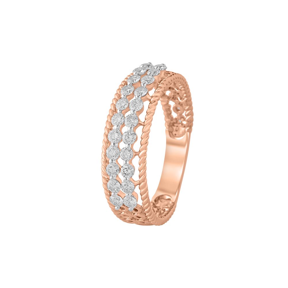 Diamond Studded 18Kt Rose Gold Band-Rings-ORG23L64