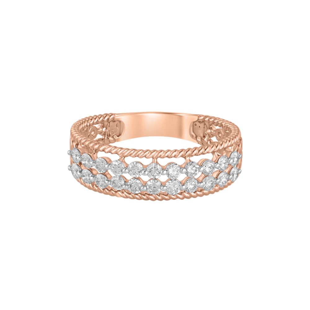 Diamond Studded 18Kt Rose Gold Band-Rings-ORG23L64