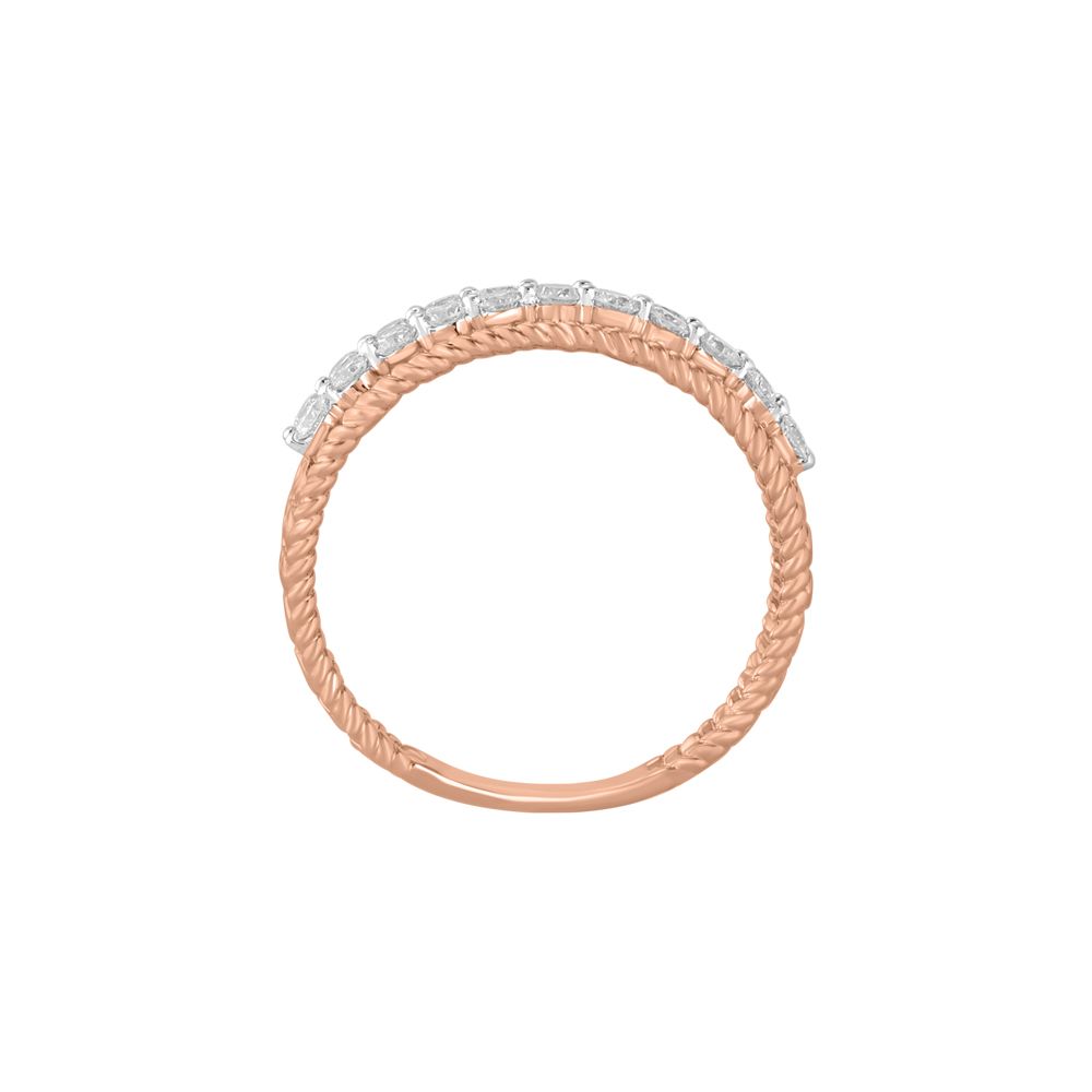 Diamond Studded 18Kt Rose Gold Band-Rings-ORG23L64