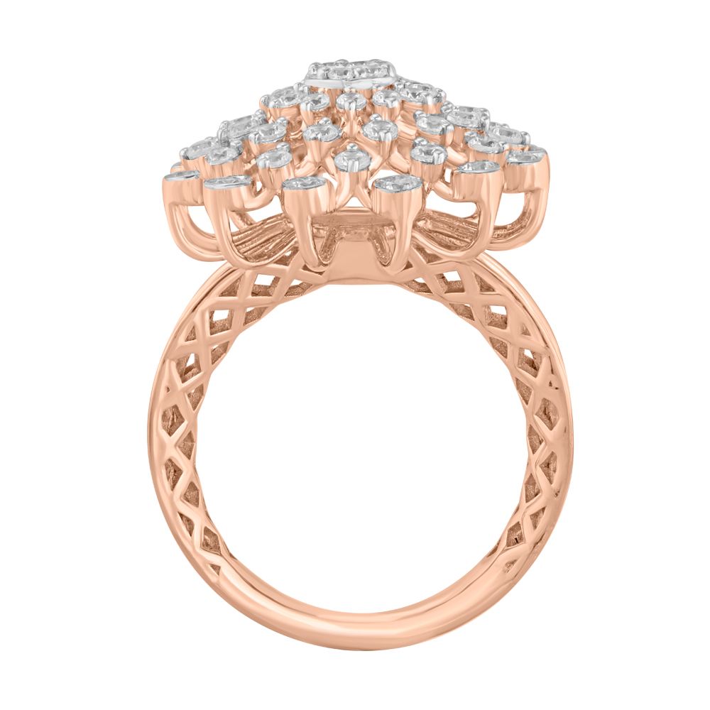 Floral Embellished Diamond Studded Cocktail Ring-Diamond-ORG23L67