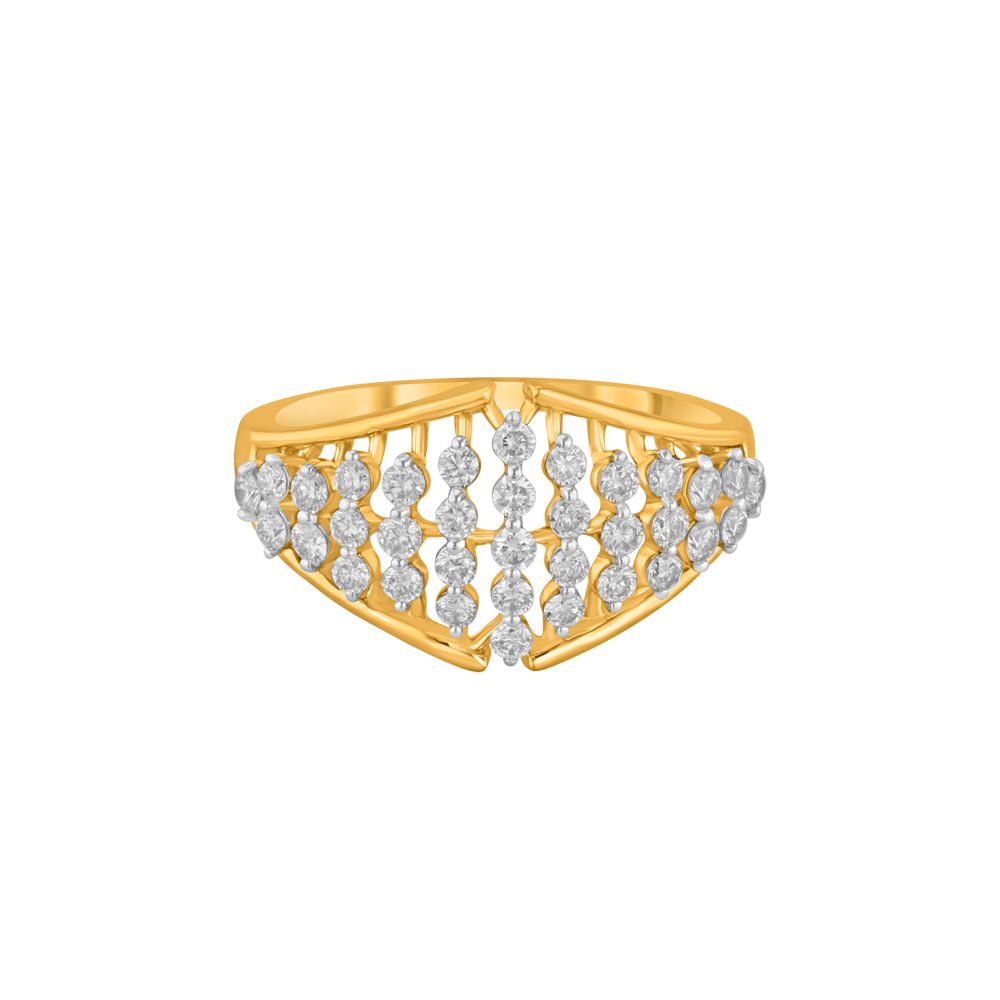 Embellished Diamond and Yellow Gold Finger Ring-Rings-ORG23L71