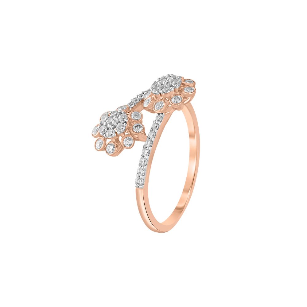 Flower Embellished Diamond Studded Ring-Rings-ORG23L75