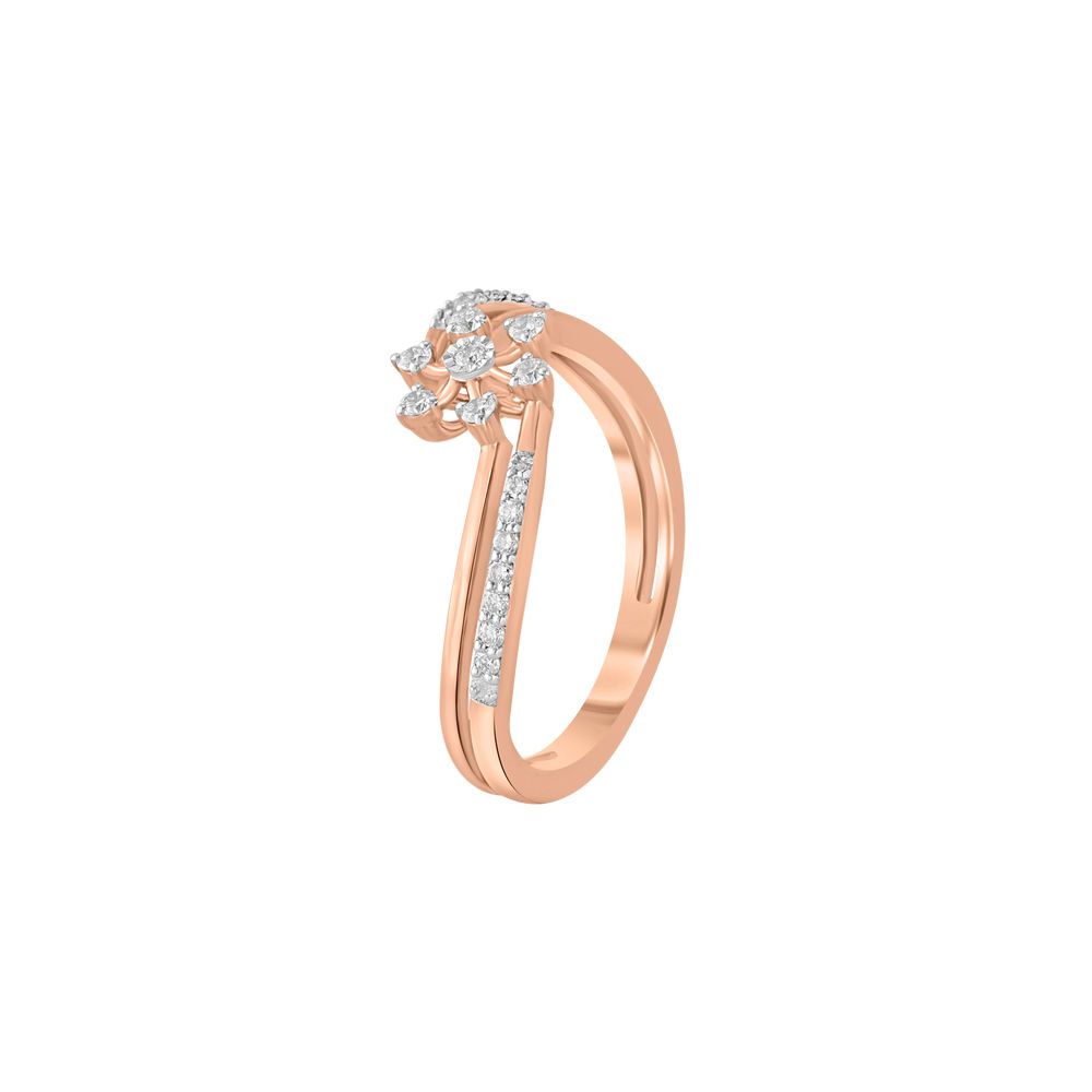 Floral Diamond Studded Finger Ring-Rings-ORG23L76