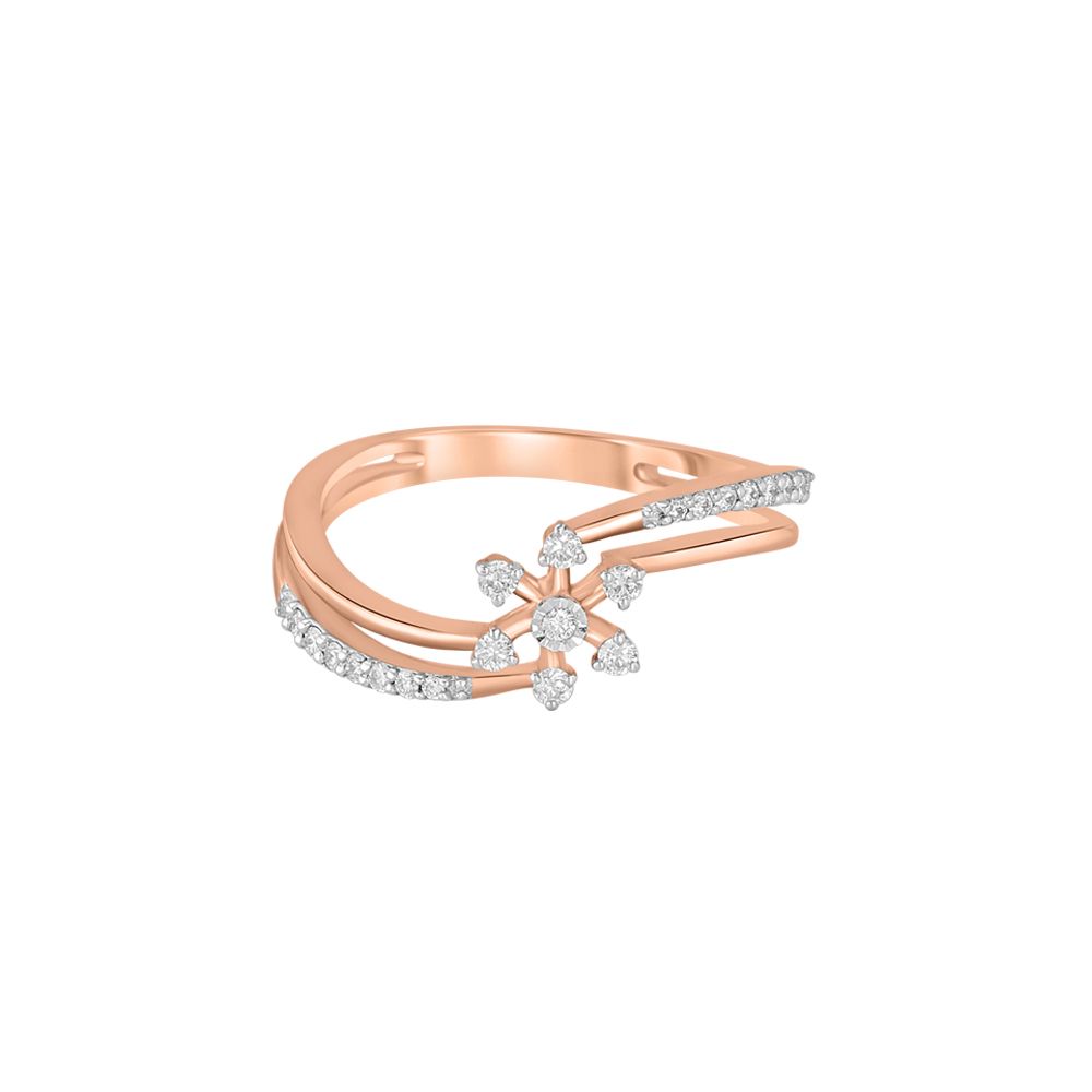 Floral Diamond Studded Finger Ring-Rings-ORG23L76