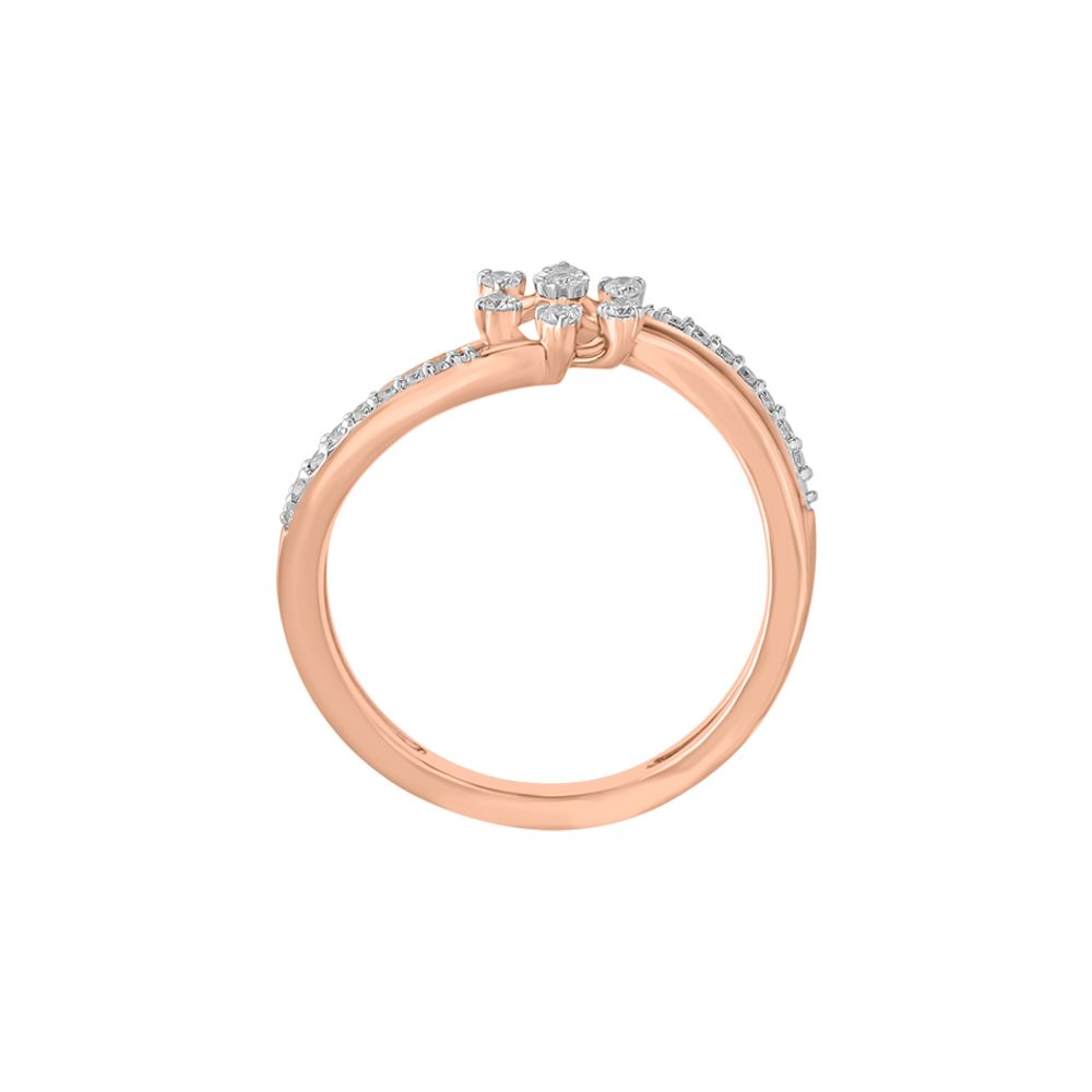 Floral Diamond Studded Finger Ring-Rings-ORG23L76