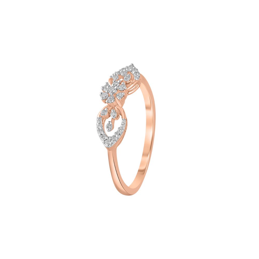 Floral Design Diamond Finger Ring-Rings-ORG23L77