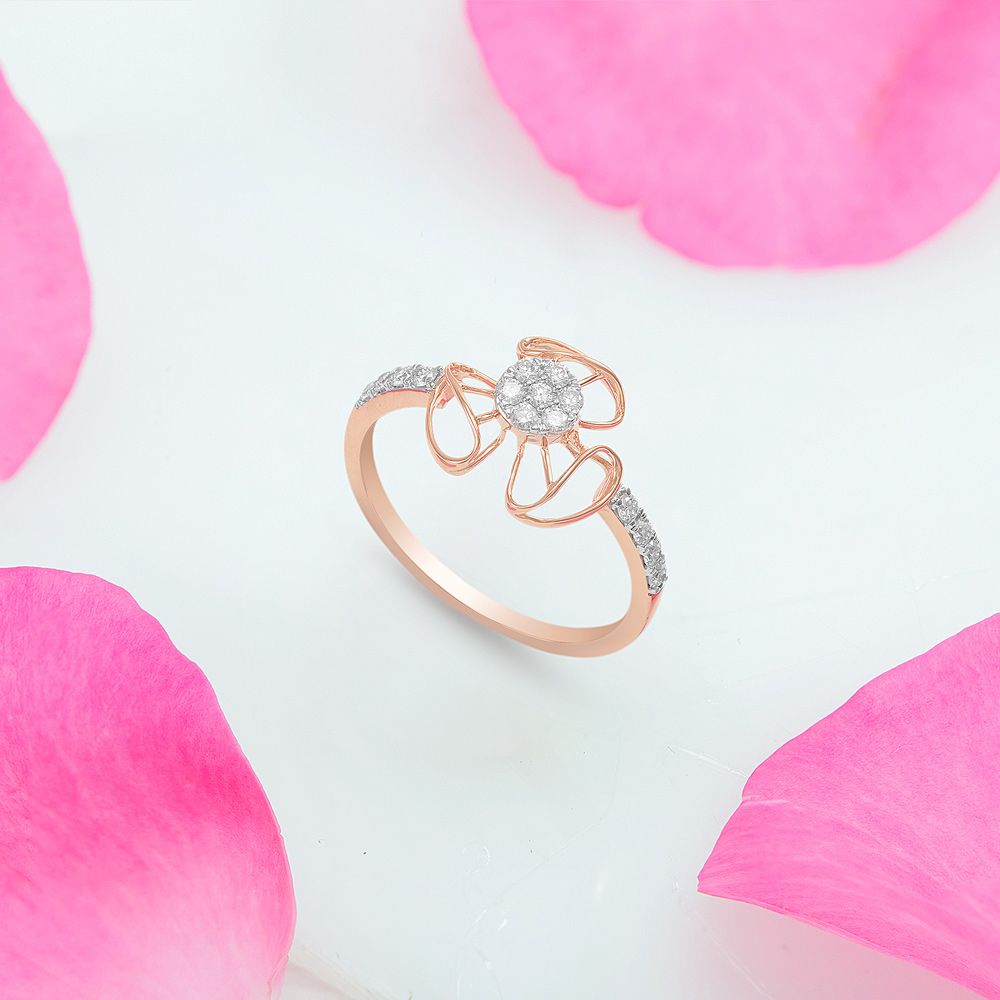 Eclectic Floral Diamond Finger Ring-Rings-ORG23L87