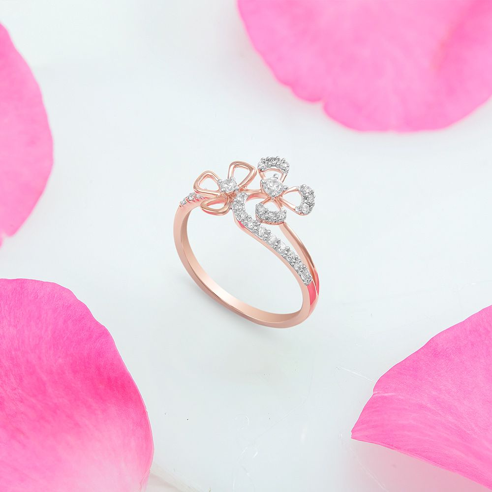 Floral Embellished Diamond Finger Ring-Rings-ORG23LA5