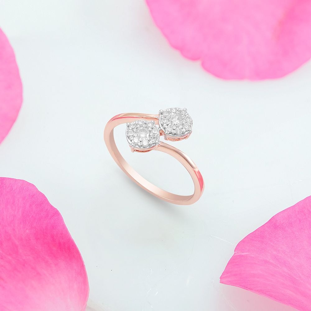 Sparkling Diamond and Rose Gold Finger Ring-Rings-ORG23LB2
