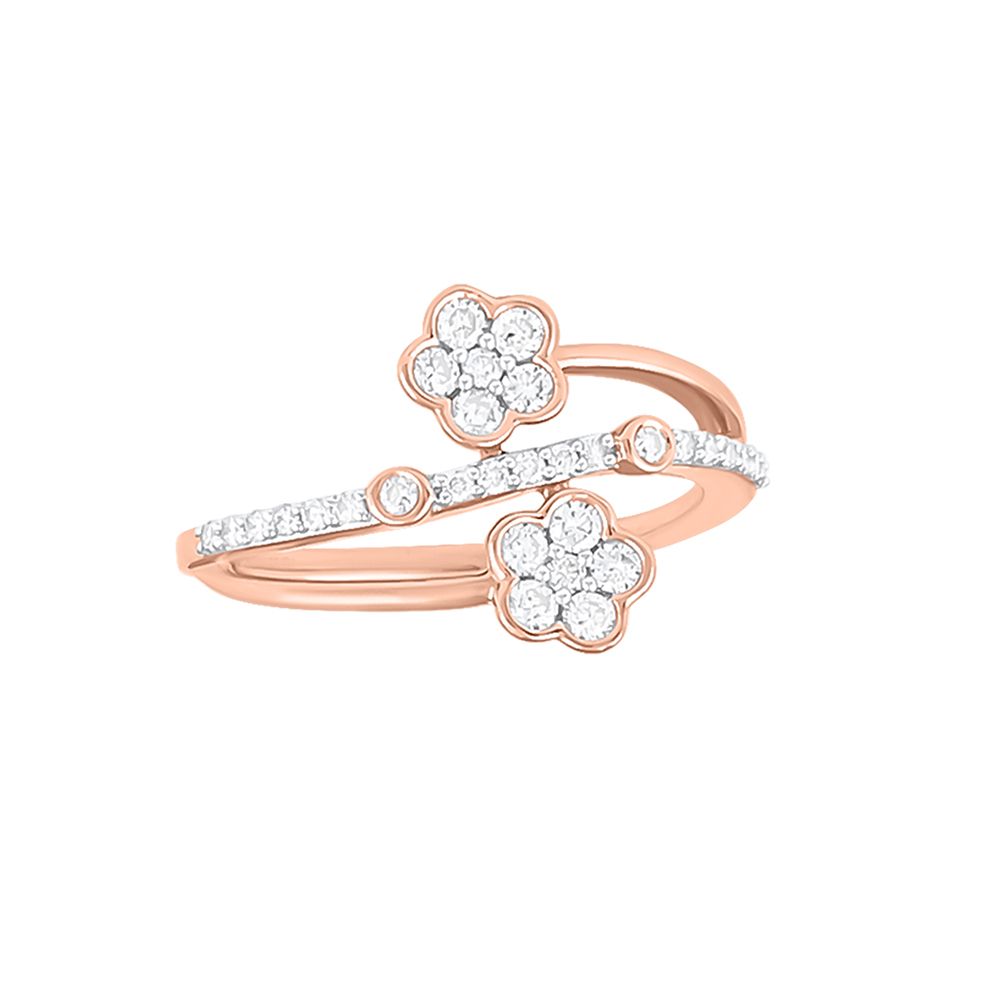 Pretty Floral Diamond Finger Ring-Rings-ORG23LB3