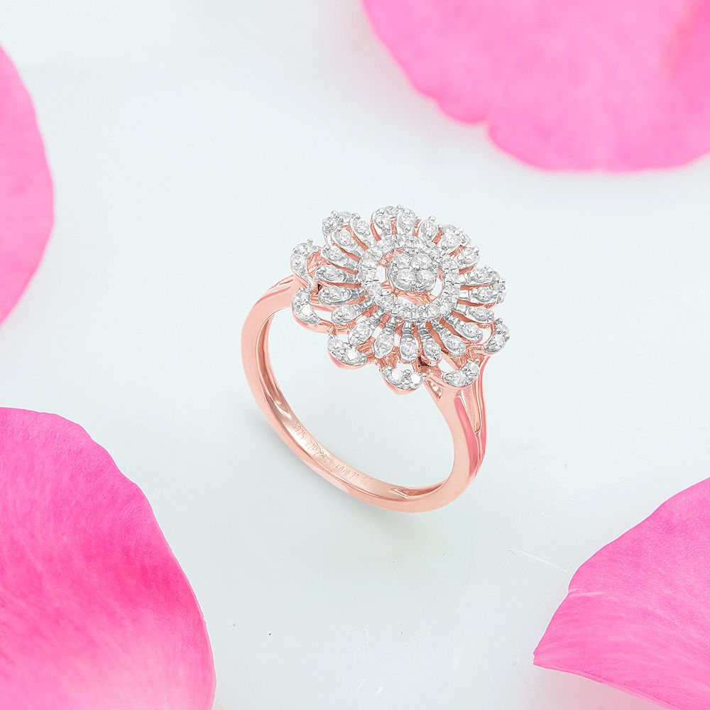 Impressive Floral Diamond Finger Ring-Rings-ORG23LB4