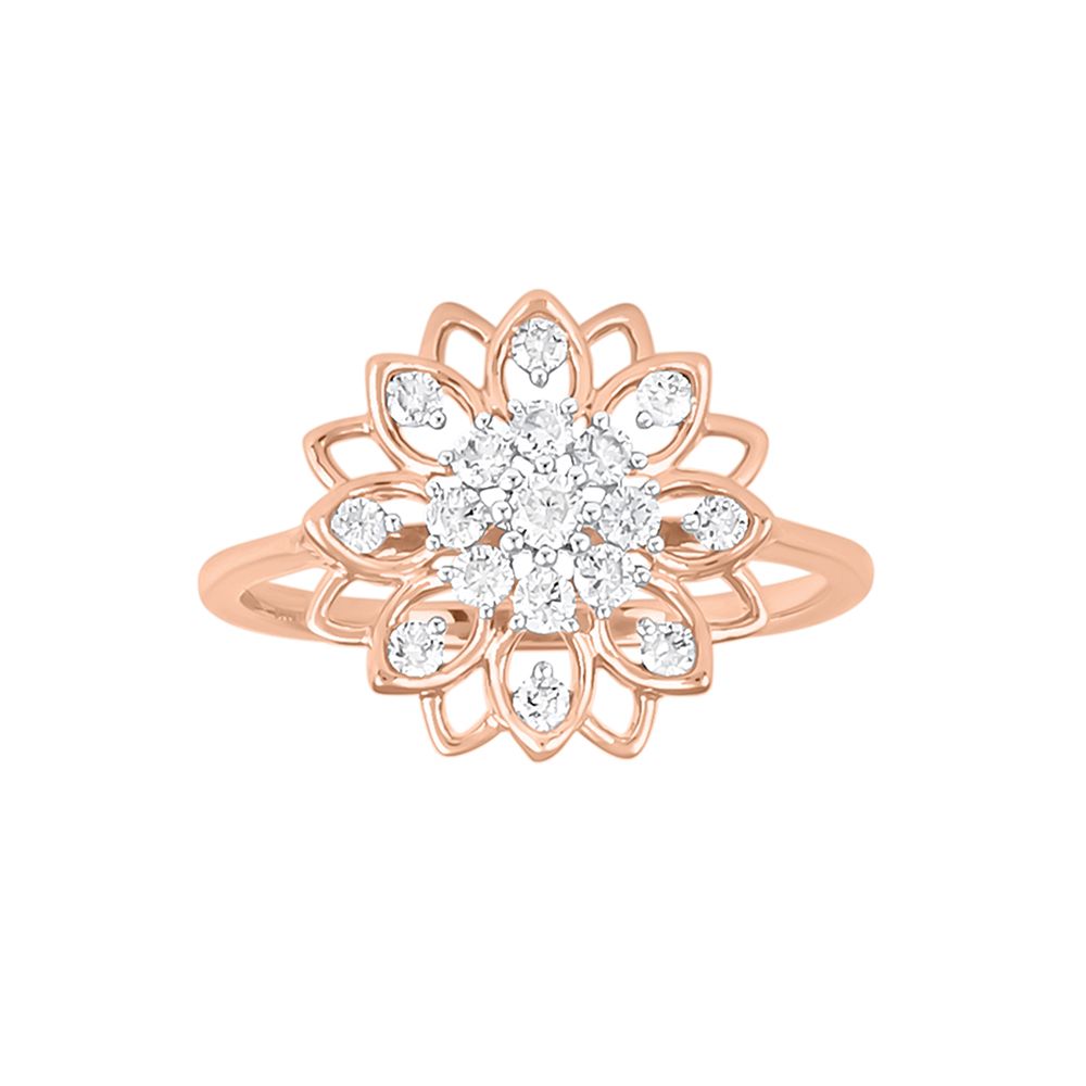 Artistic Floral Diamond Finger Ring-Rings-ORG23LB7