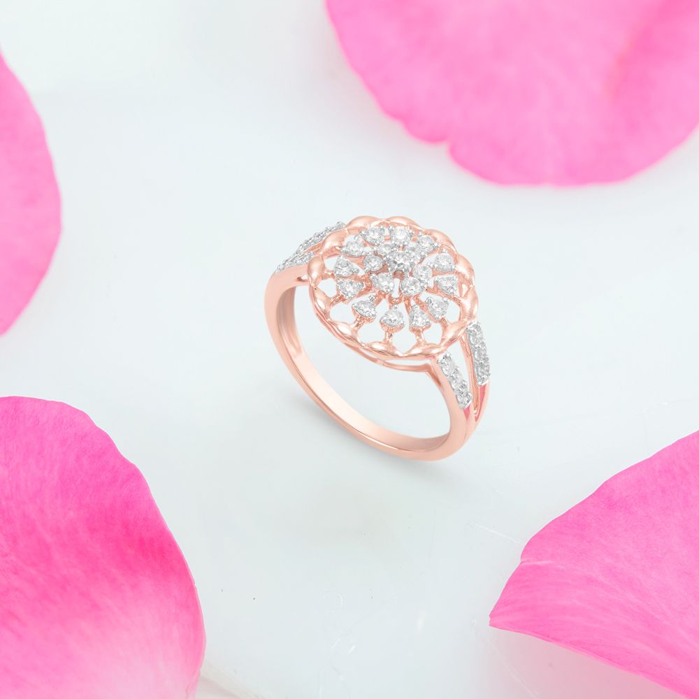 Divine Floral Diamond Finger Ring-Rings-ORG23LB9