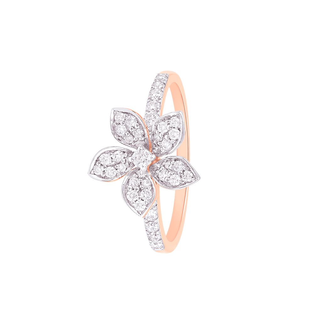 Contemporary Floral Diamond Finger Ring-Rings-ORG24A77