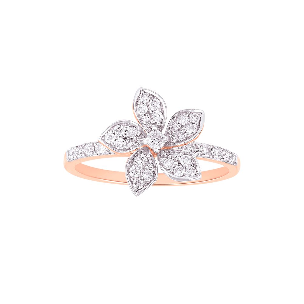 Contemporary Floral Diamond Finger Ring-Rings-ORG24A77