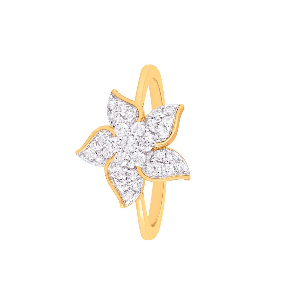 Glimmering Floral Diamond Finger Ring-Rings-ORG24A78