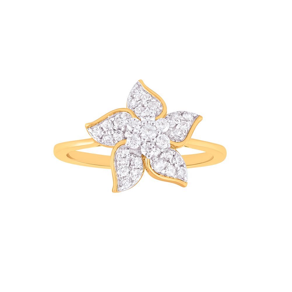 Glimmering Floral Diamond Finger Ring-Rings-ORG24A78