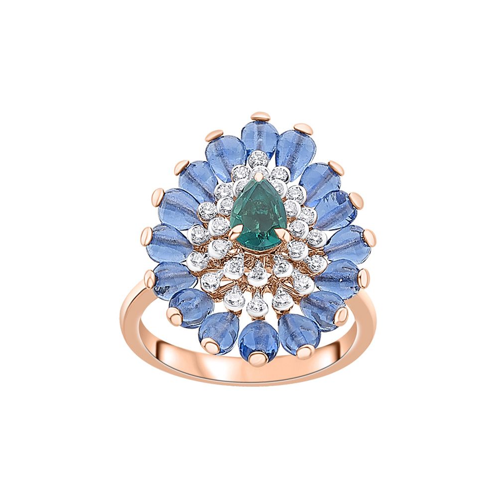 Vivid Drop Design Diamond Pendant Set-Diamond-OBX24003-D409X0B