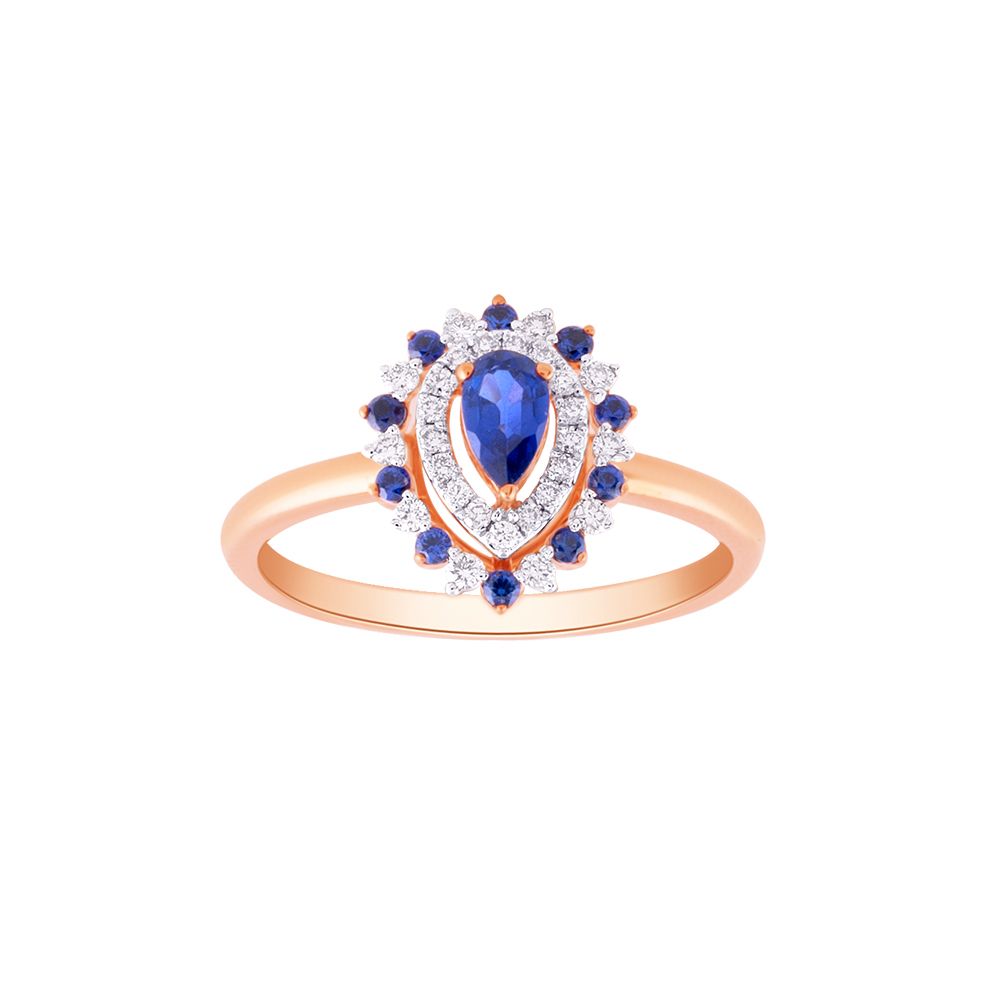 Buy Stylish Blue Stone and Diamond Drop Finger Ring ORG24E31