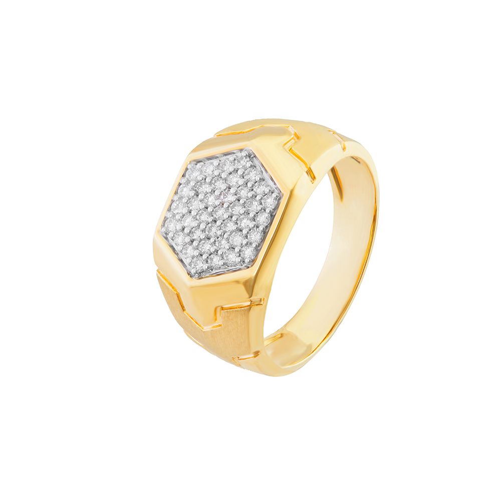 Diamond Patterned Diamond Mens Ring-Rings-ORG24K04