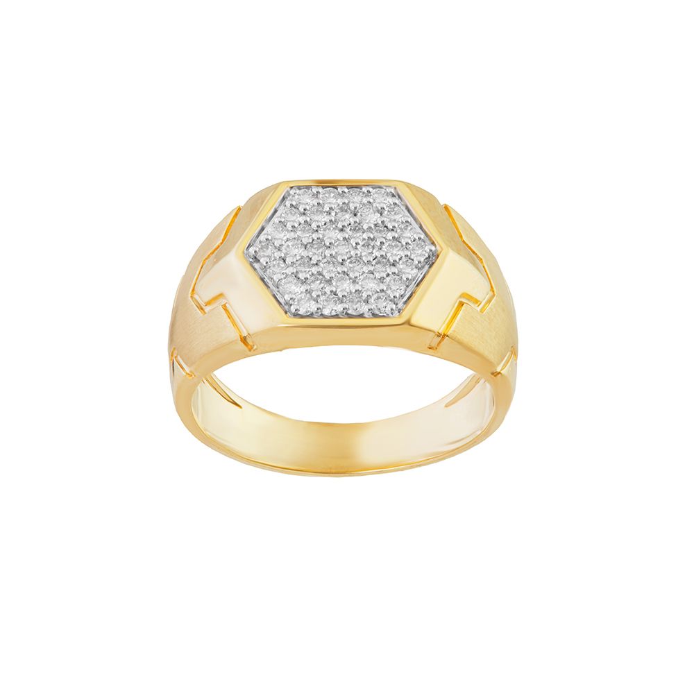 Diamond Patterned Diamond Mens Ring-Rings-ORG24K04