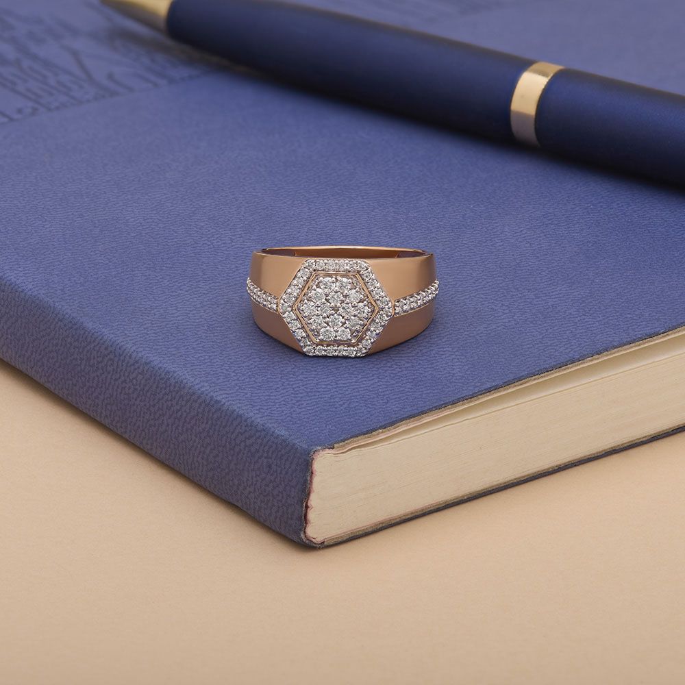 Elegant Diamond Mens Finger Ring-Rings-ORG24K05