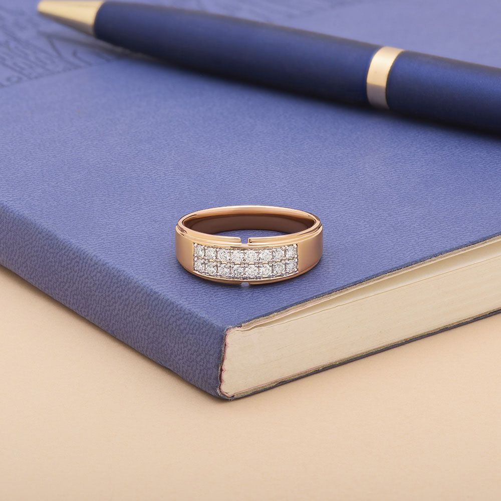 Sophisticated 18Kt Rose Gold Mens Finger Ring-Rings-ORG24K06