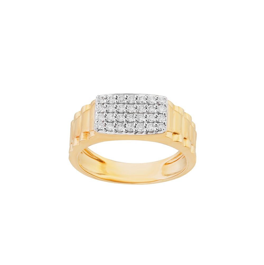 Scintillating Yellow Gold Diamond Mens Ring-Rings-ORG24K07