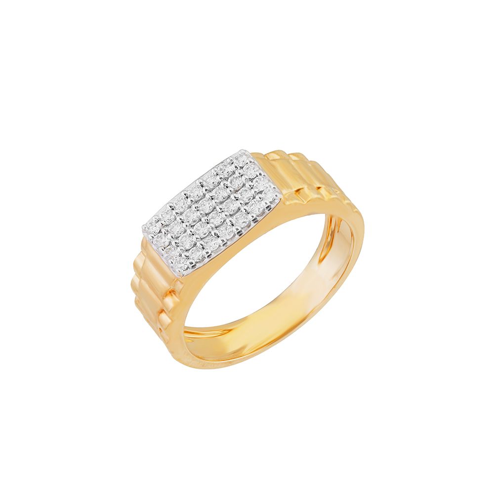 Scintillating Yellow Gold Diamond Mens Ring-Rings-ORG24K07