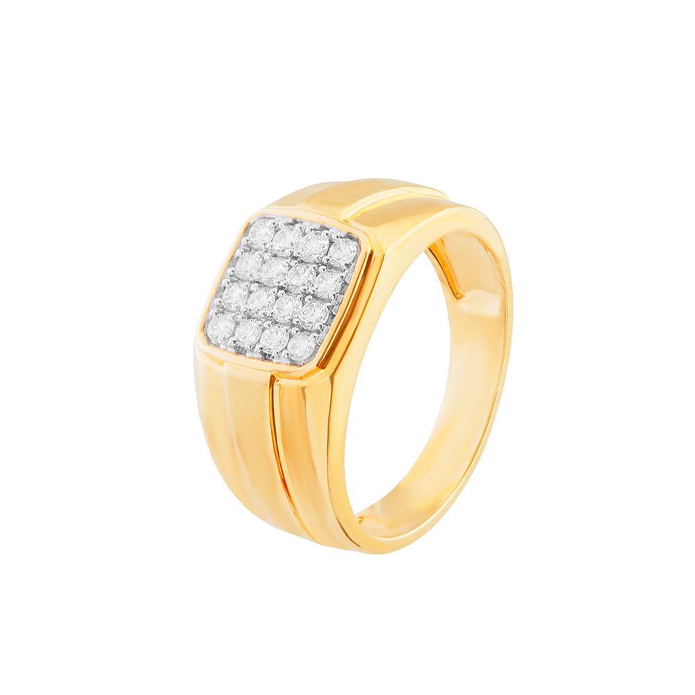 Brilliant 18Kt Yellow Gold Mens Finger Ring-Rings-ORG24K08