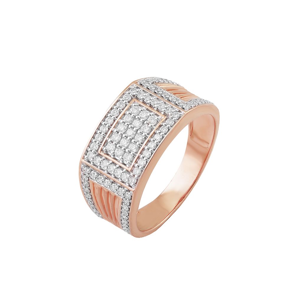 Glossy Diamond Studded Everyday Mens Finger Ring-Rings-ORG24K10