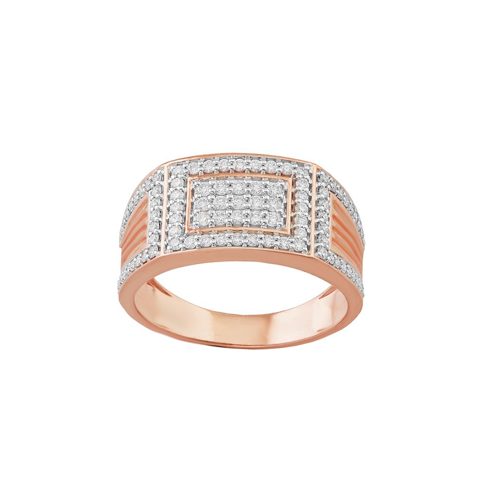 Glossy Diamond Studded Everyday Mens Finger Ring-Rings-ORG24K10