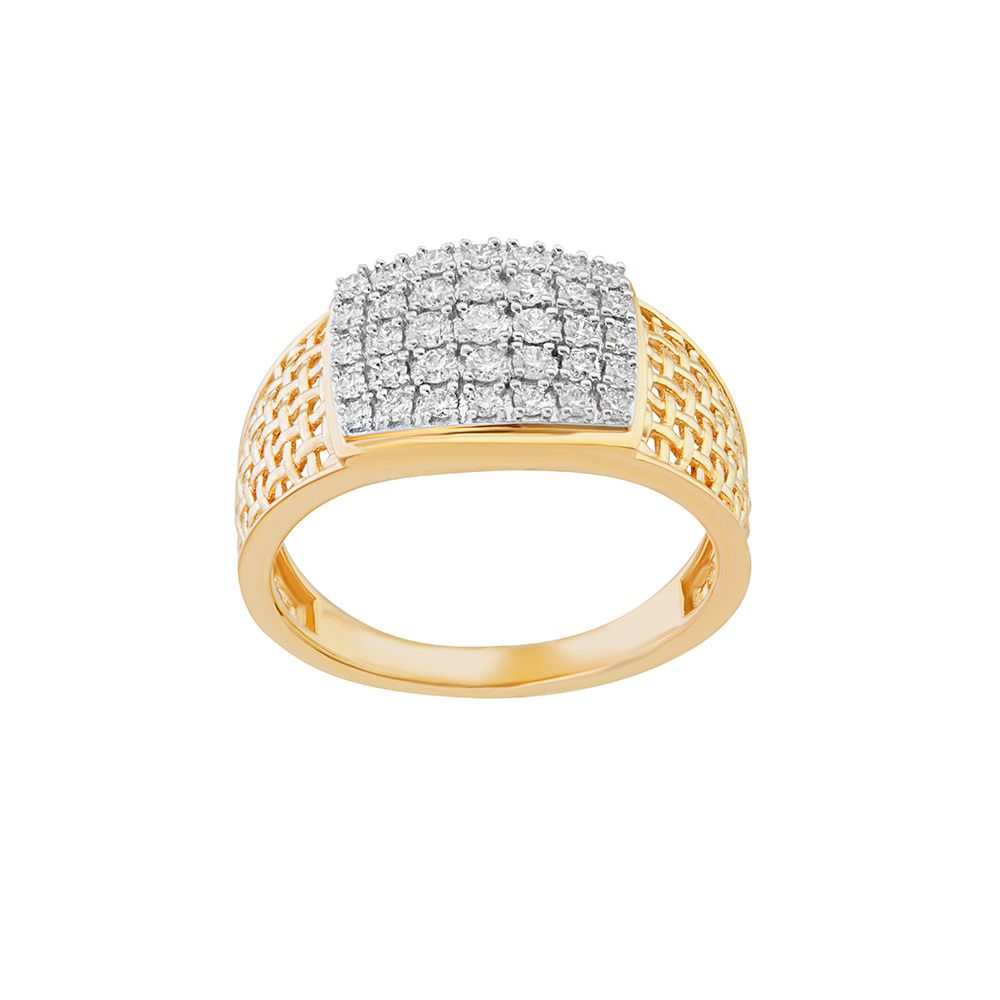 Contemporary Diamond and Yellow Gold Mens Ring-Rings-ORG24K11