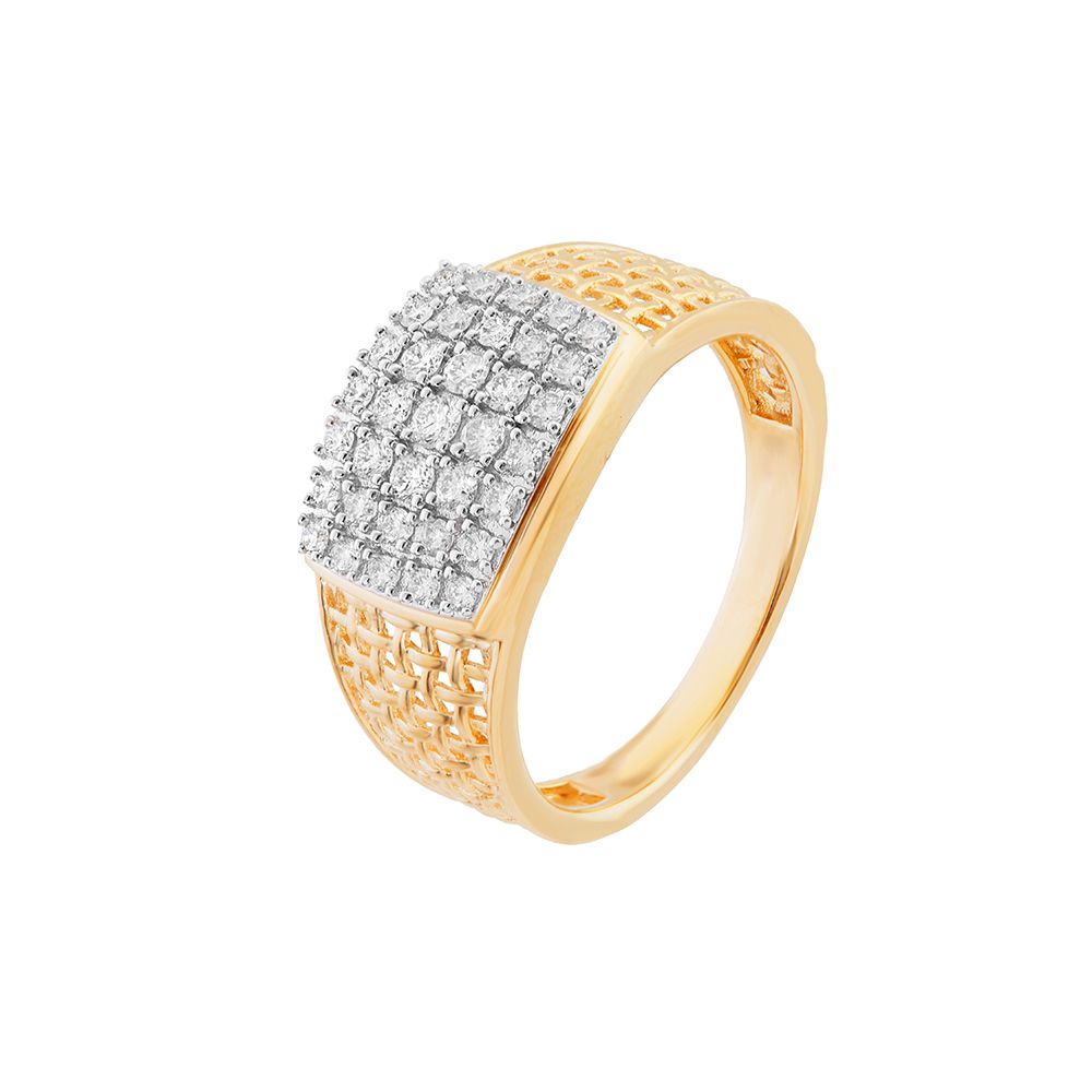 Contemporary Diamond and Yellow Gold Mens Ring-Rings-ORG24K11