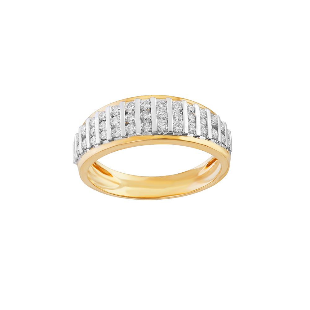 Classic Yellow Gold and Diamond Mens Finger Ring-Rings-ORG24K13