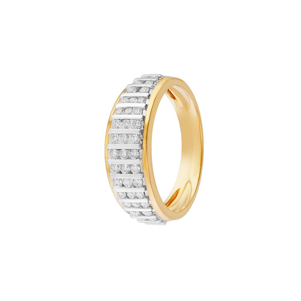 Classic Yellow Gold and Diamond Mens Finger Ring-Rings-ORG24K13
