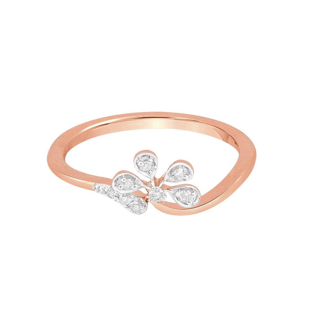 Floral Yellow Gold and Diamond Finger Ring-Rings-ORG24K18