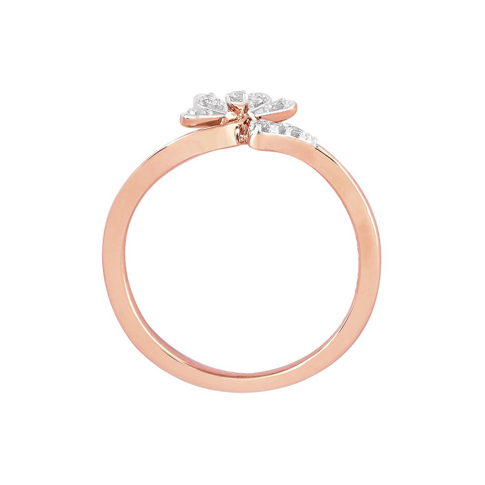 Floral Yellow Gold and Diamond Finger Ring-Rings-ORG24K18