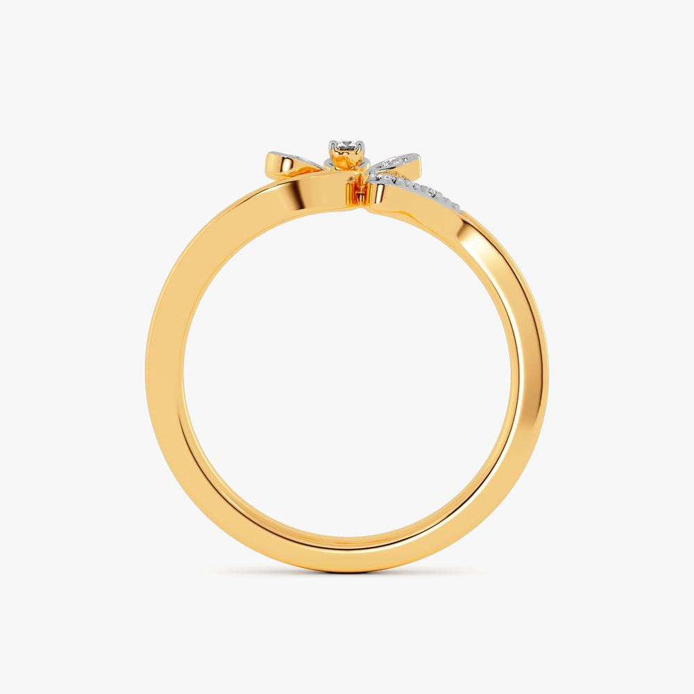 Floral Yellow Gold and Diamond Finger Ring-Rings-ORG24K18