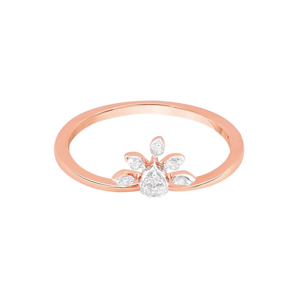 Shimmering Floral Yellow Gold Finger Ring-Rings-ORG24K20