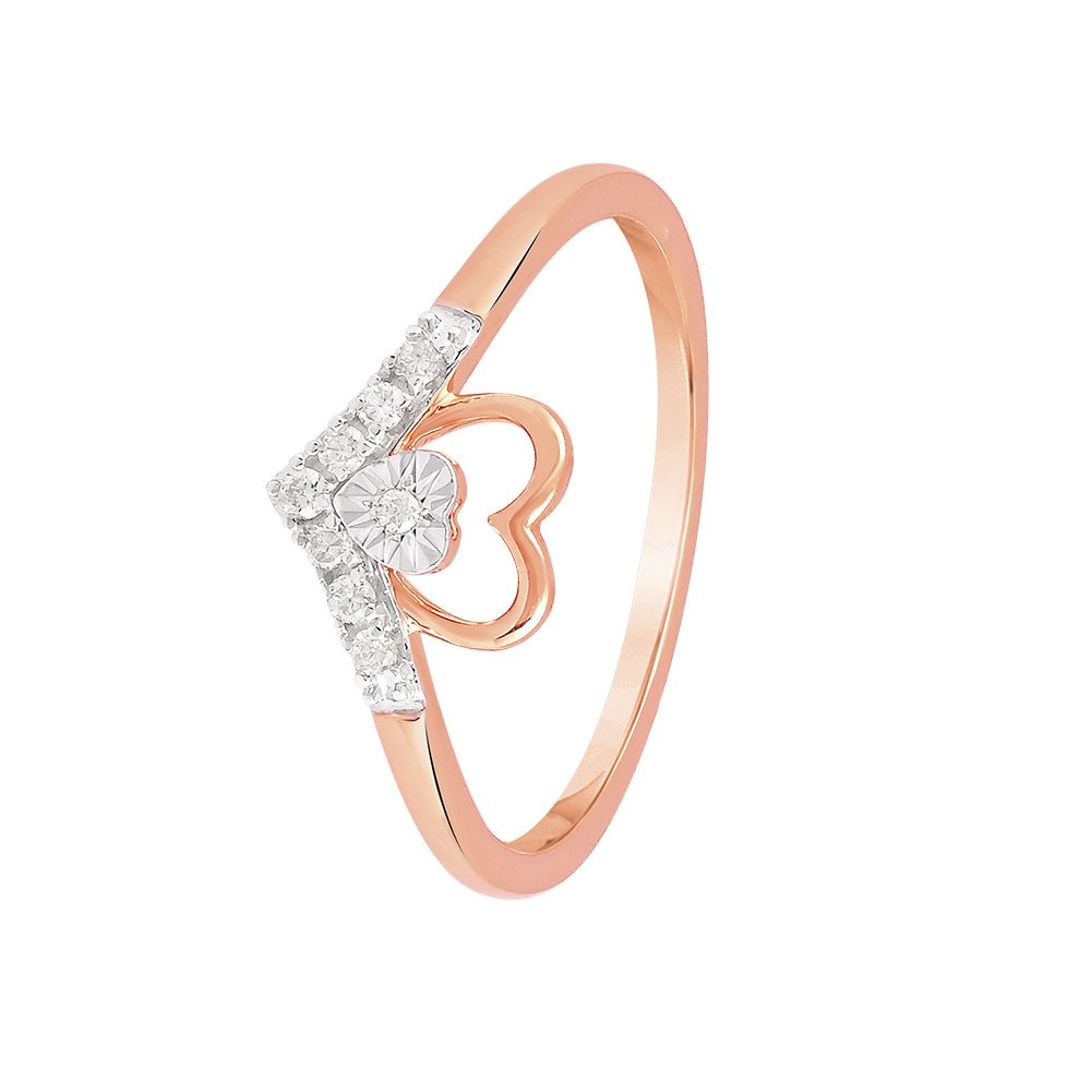 Ethereal Diamond and Rose Gold Finger Ring-Rings-ORG24K21