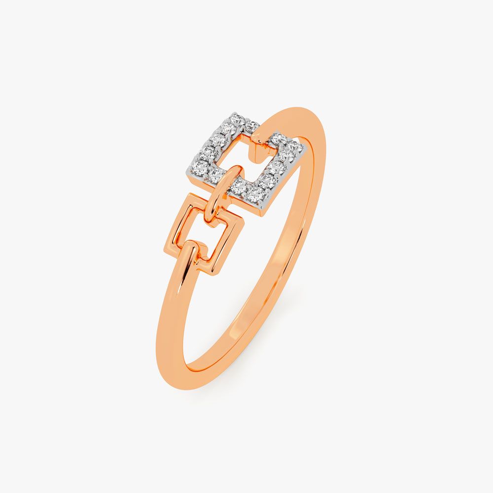 Glossy Geometric Design Rose Gold Finger Ring-Rings-ORG24K23