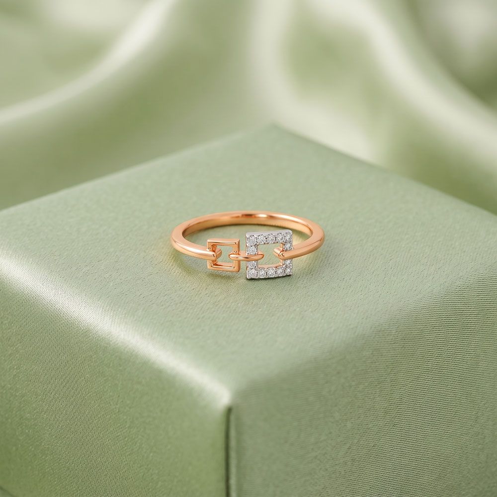 Glossy Geometric Design Rose Gold Finger Ring-Rings-ORG24K23