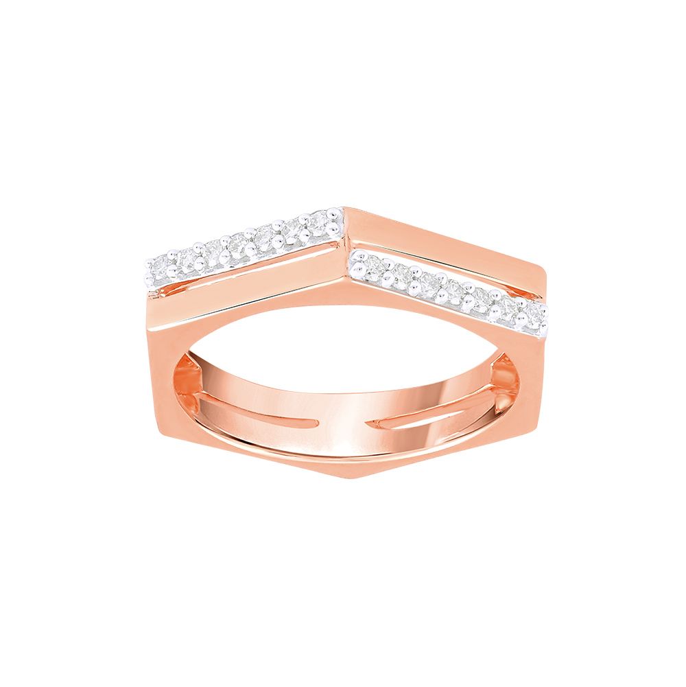 Intriguing Rose Gold and Diamond Finger Ring-Rings-ORG24K31