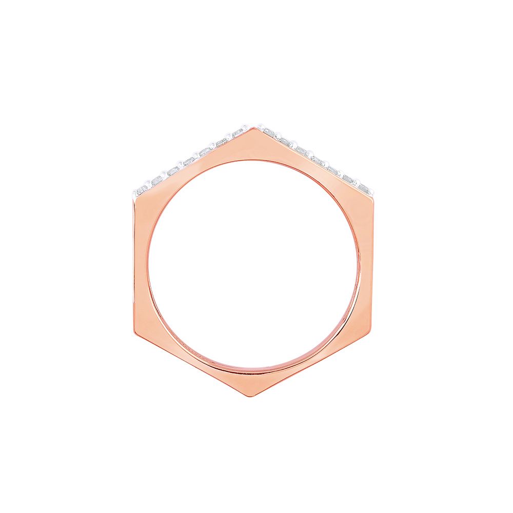Intriguing Rose Gold and Diamond Finger Ring-Rings-ORG24K31