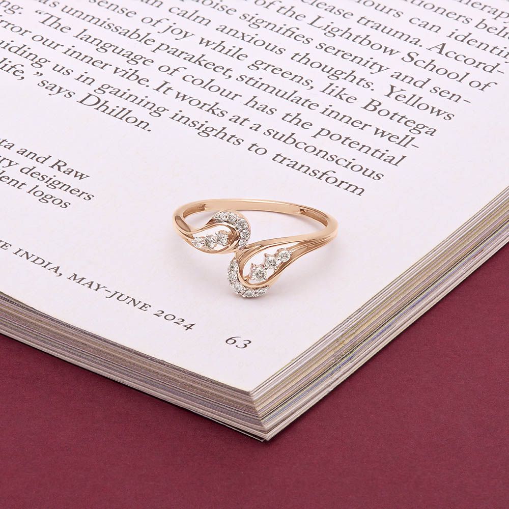 Stylish Curved Diamond Finger Ring-Rings-ORG24K33