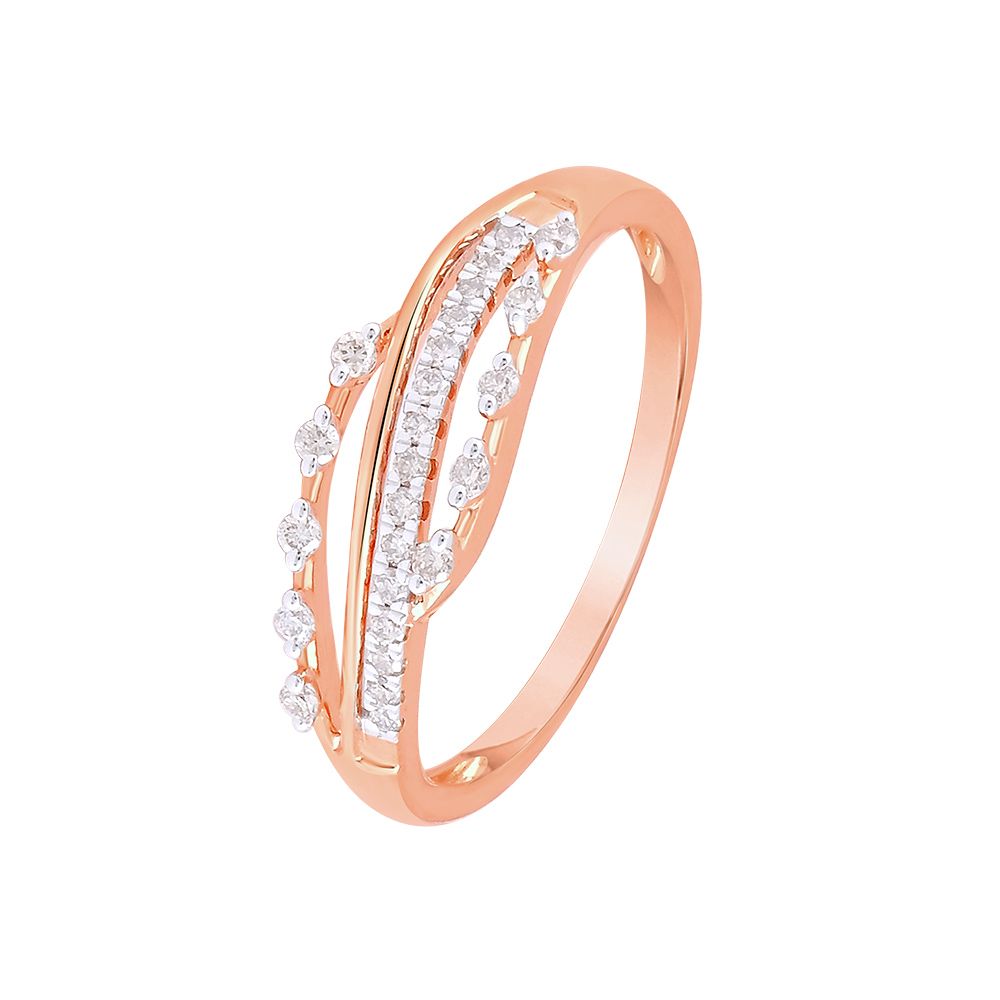 Artistic Swirl Design Diamond Finger Ring-Rings-ORG24K37