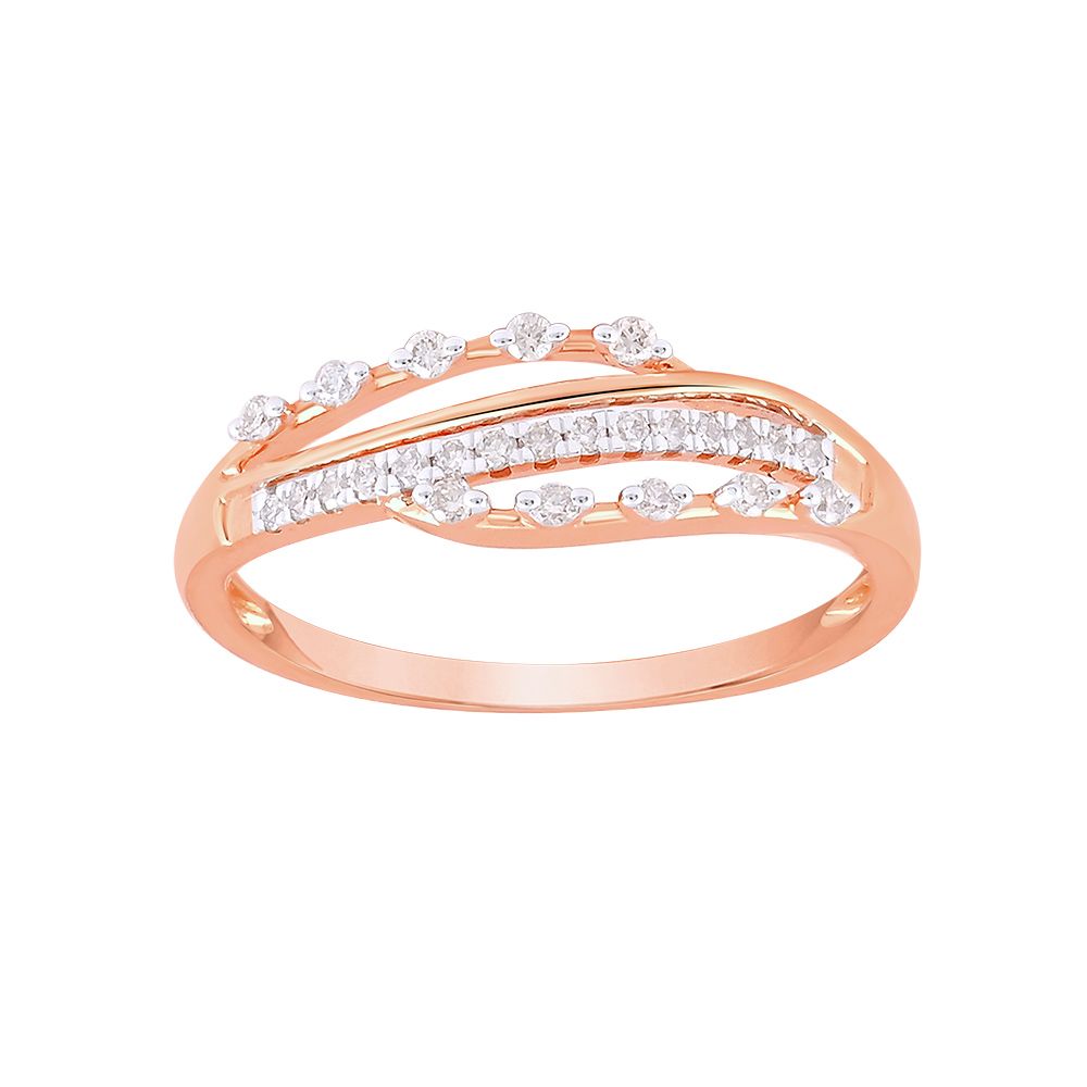 Artistic Swirl Design Diamond Finger Ring-Rings-ORG24K37