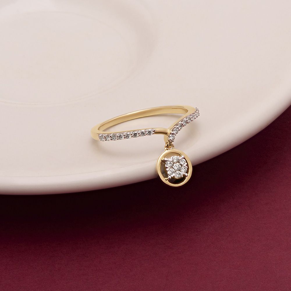 Goemetric Design Subtle Diamond Finger Ring-Rings-ORG24K41