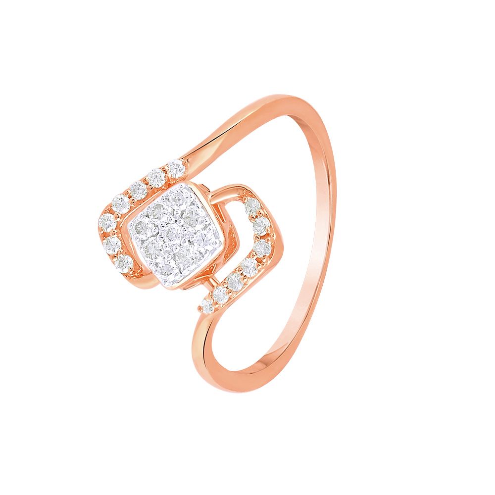 Chic Diamond and Rose Gold Finger Ring-Rings-ORG24K46